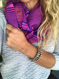 TRADITIONAL KAREN SCARF-BRIGHT PINK/BLUE
