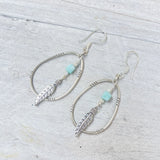 LARIMAR PEACE FEATHER EARRINGS