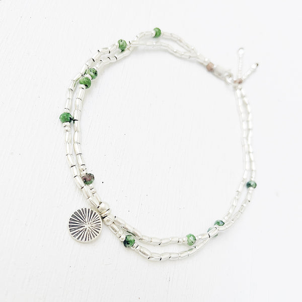 Ruby Zoisite Gemstone Anklet