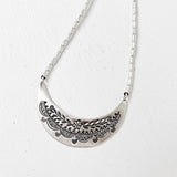 HAND ETCHED CRESCENT MOON NECKLACE