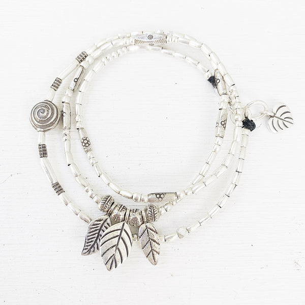 SILVER LEAVES BRACELET/NECKLACE WRAP