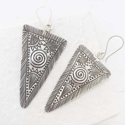 TRIBAL SILVER SUN EARRINGS