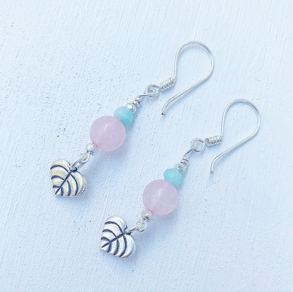 ROSE QUARTZ AND AMAZONITE EARRINGS