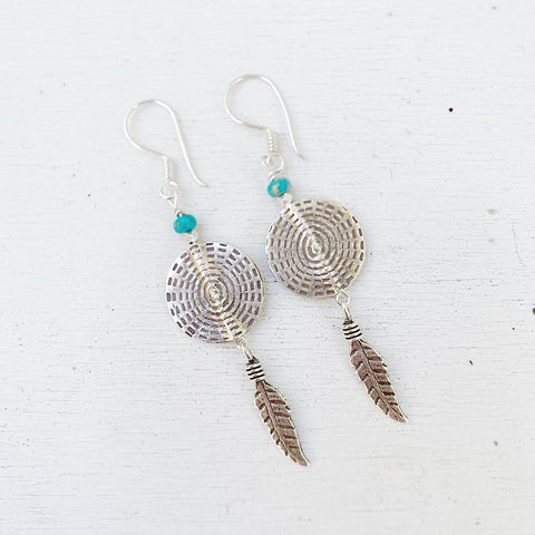 TURQUOISE DREAM CATCHER EARRINGS