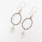 LARIMAR & PUKA SHELL OVAL EARRINGS