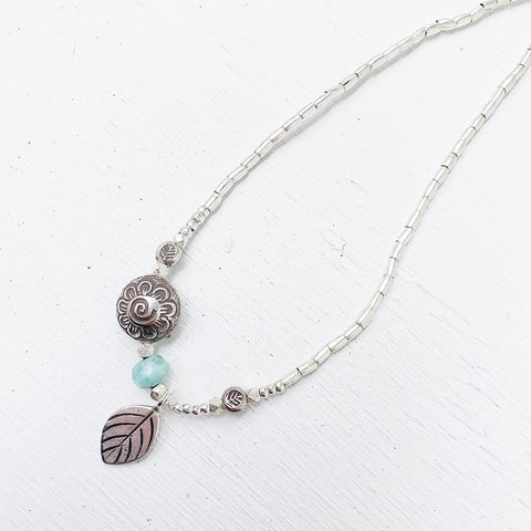 LARIMAR FLOWER NECKLACE