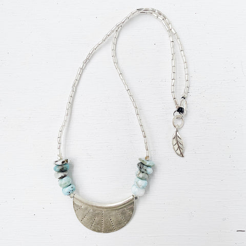 LARIMAR CRESCENT MOON NECKLACE