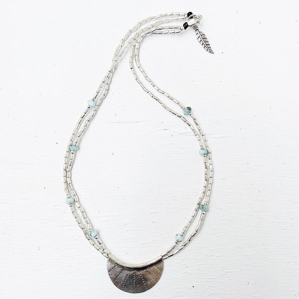 LARIMAR HALF MOON NECKLACE