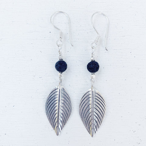 LAVA STONE LEAF  EARRINGS