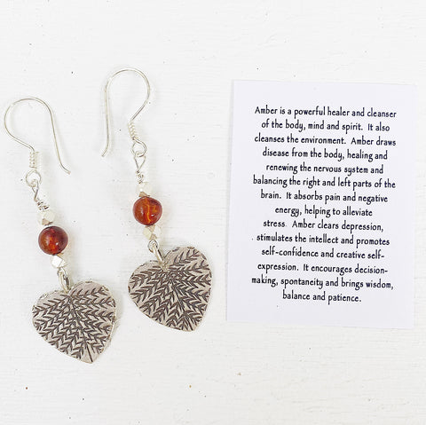 AMBER AUTUMN HEART EARRINGS