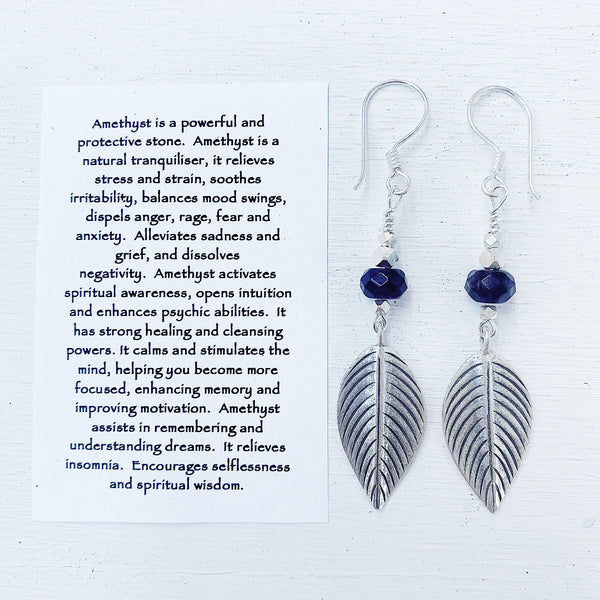 AMETHYST AUTUMN LEAF EARRINGS