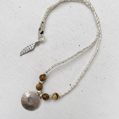 EARTH LOTUS JASPER HILL TRIBE SILVER NECKLACE