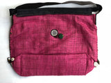 PINK HESSIAN TRIBAL HANDBAG WITH LEATHER STRAPS