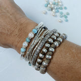 LARIMAR AND PEARL GODDESS BRACELET