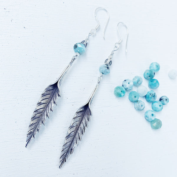 LARIMAR FERN EARRINGS