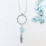 LARIMAR PEACE FEATHER NECKLACE