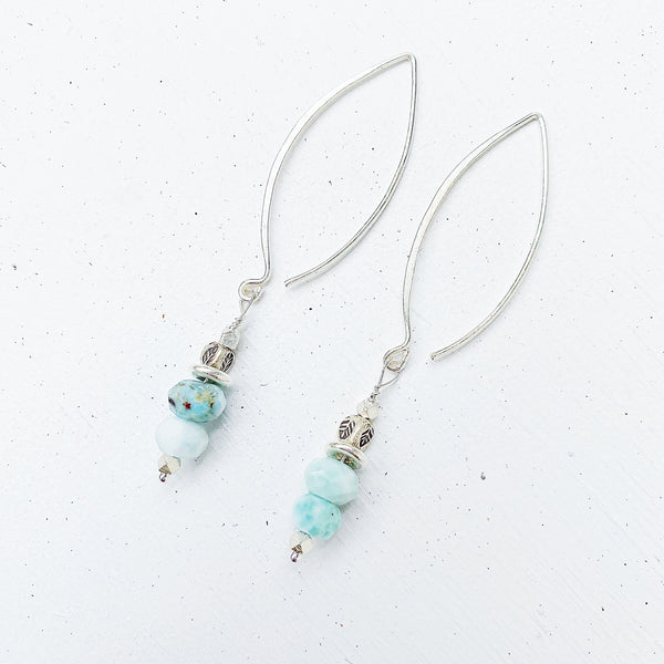 FLOATING LARIMAR EARRINGS