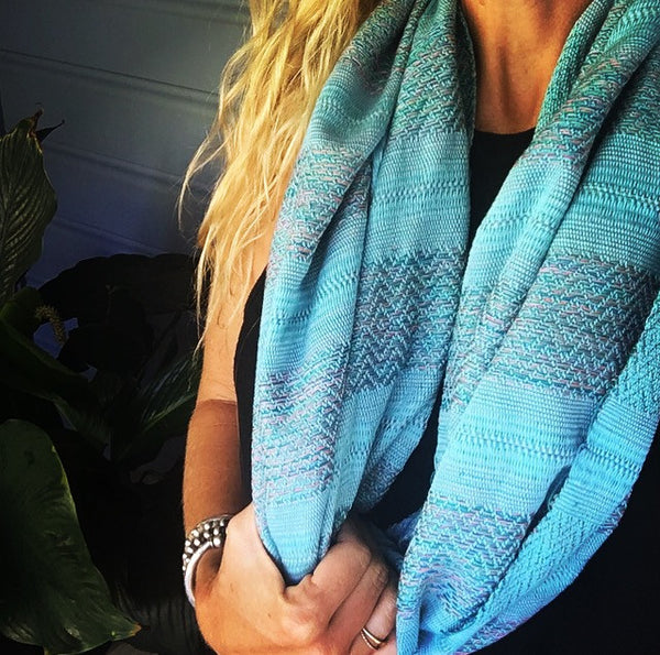 100% COTTON TRADITIONAL KAREN SCARF - LIGHT BLUE