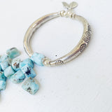 LARIMAR CRESCENT MOON FLOWER BRACELET