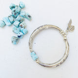 LARIMAR CRESCENT MOON FLOWER BRACELET