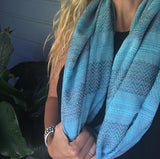 100% COTTON TRADITIONAL KAREN SCARF - LIGHT BLUE