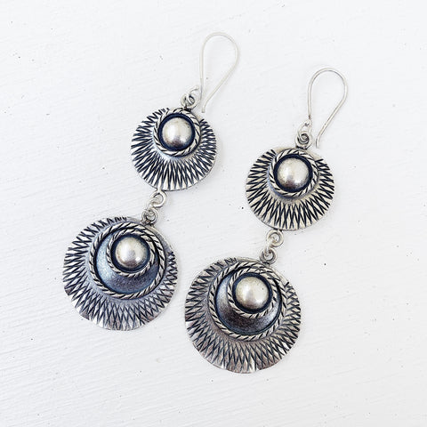 SILVER AZTEC DANGLES