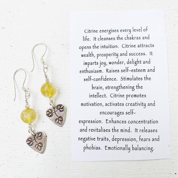 CITRINE HEART EARRINGS